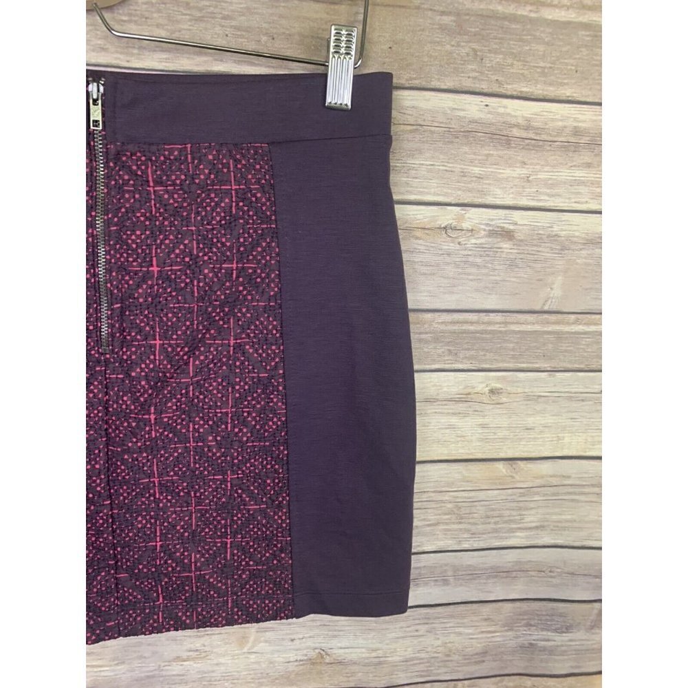 American Eagle NWT Womens 10 Pencil Skirt Purple Pink Panel Style Stretchy Zip - Picture 5 of 8
